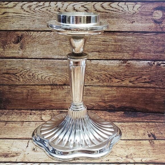 VINTAGE E.P. ZINC Silver-plated Candlestick Candle Holder Made in England - Picture 1 of 11